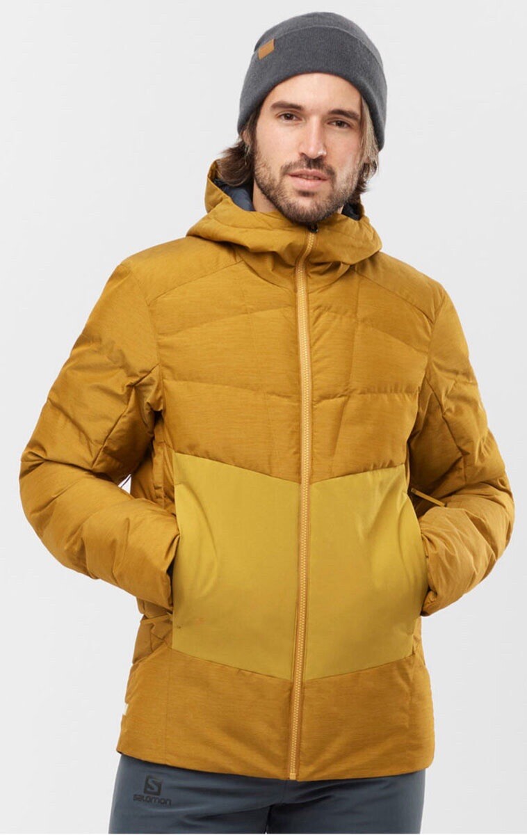 Nuova giacca da sci uomo Salomon Snowshelter taglia XL bronzo marrone riparo neve