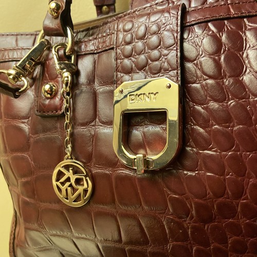 $499 DKNY Red Crocodile Satchel Handbags Shoulder Bag Tote Purse Bags 35x24x15cm - Picture 4 of 10