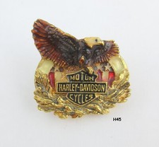 Vintage Harley Davidson American Collection Pin w Eagle & Flag Background H45