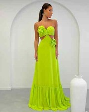 Chiffon Flower A-line Sweetheart Long Dresses Prom Modern Style Pastrol Formal