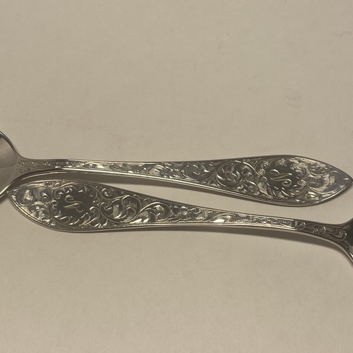 Antique Birks sterling, Demitasse Spoons, Tudor Scroll Pattern, Set of 2, 4.5” - Picture 2 of 6