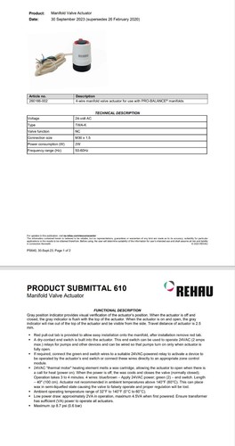 REHAU 4-Wire Manifold Valve Actuator, Article ID# 260166 - Picture 2 of 3