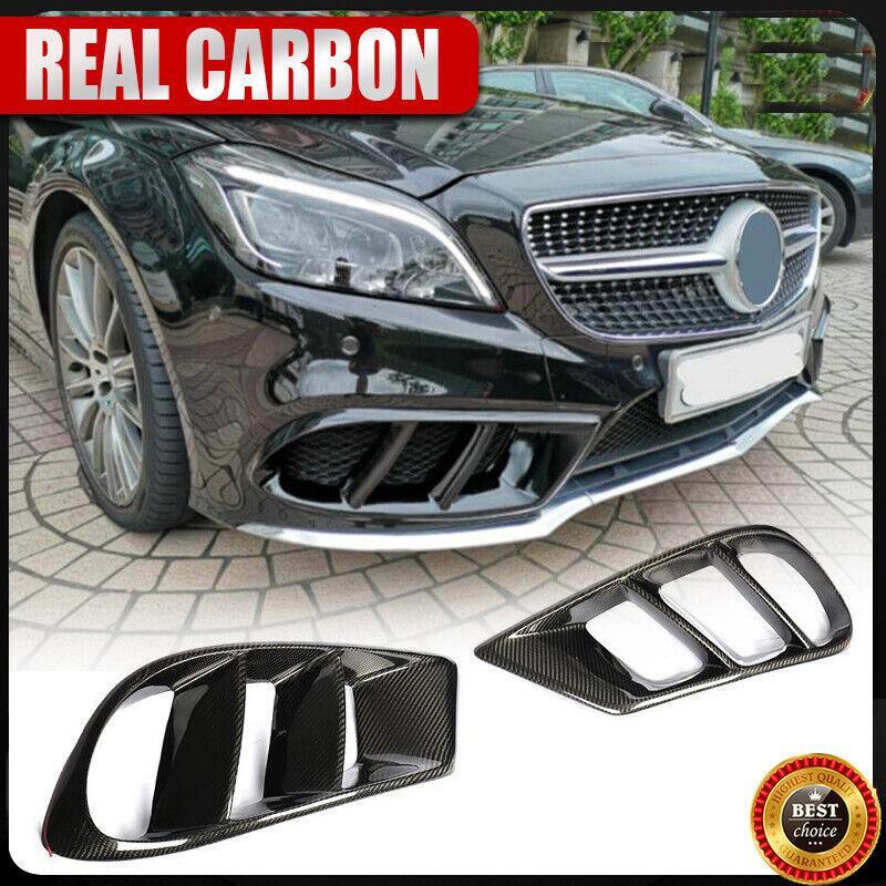 For Benz W218 CLS400 CLS550 14-17 Vent Trim Front Bumper Grill Carbon Fiber