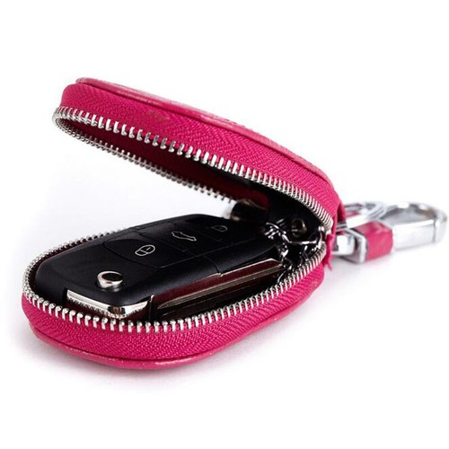Leather Car Key Case Universal Key Fob Holder Bag with Key Chain Metal Hook USA - Picture 9 of 20