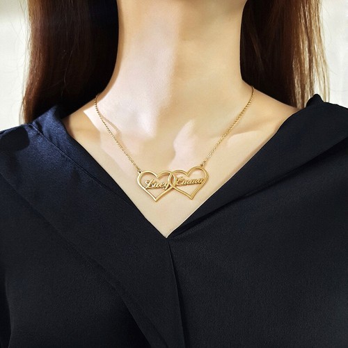 Double Heart Necklace Stainless Steel 