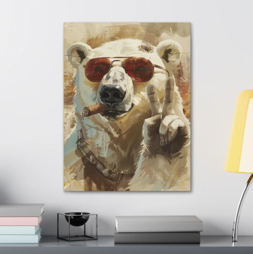 Polar Bear Wall Art | Animal Decor | Polar Bear Painting
