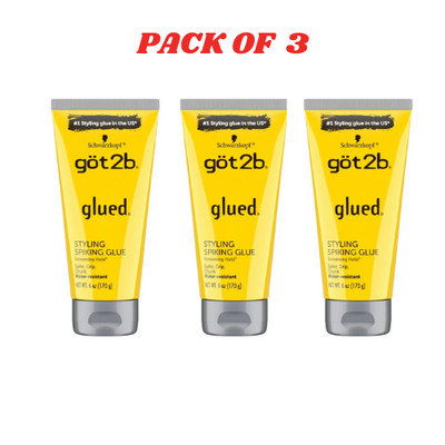Lot of 3 Got2b Glued Styling Spiking Hair Glue 6oz Water Resistant Got 2 B Glued