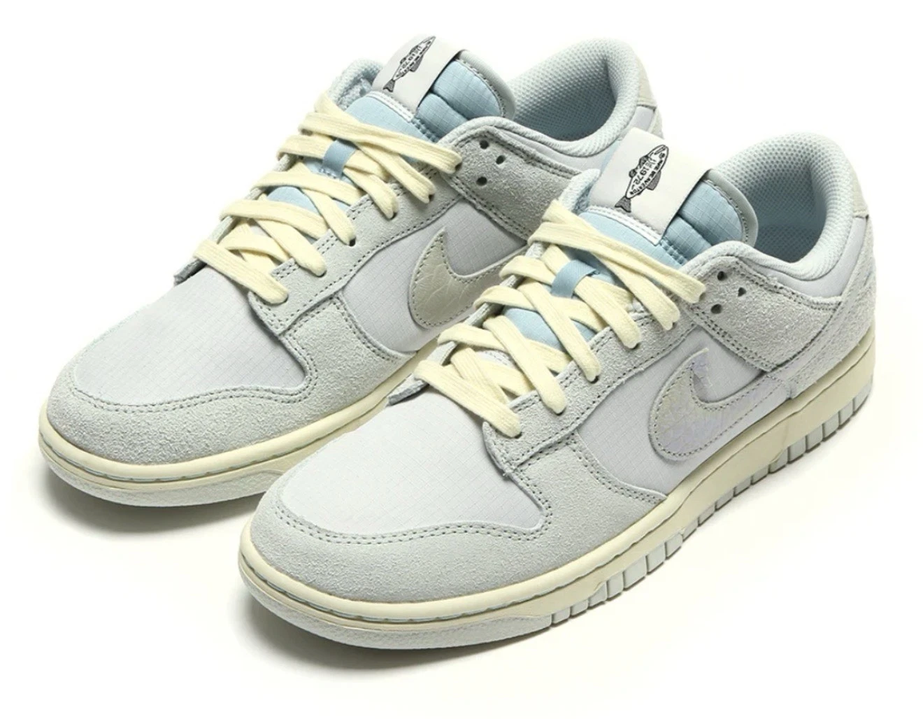 Nike Dunk Low Light Gray Fish Suede Lace Up Rubber Low Top Men's Athletic Sneak…