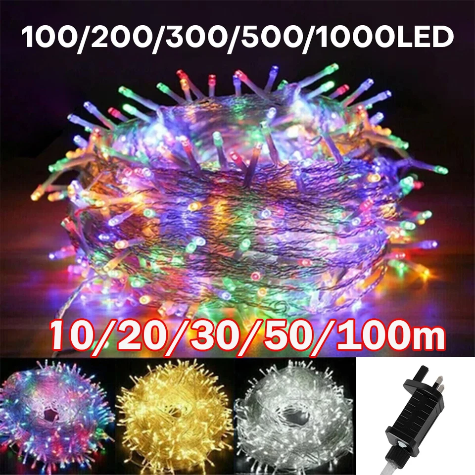 LED Lichterkette 10M/20M/30M/50M/100M Beleuchtung Strom Außen Innen Weihnachten - Bild 2 von 4