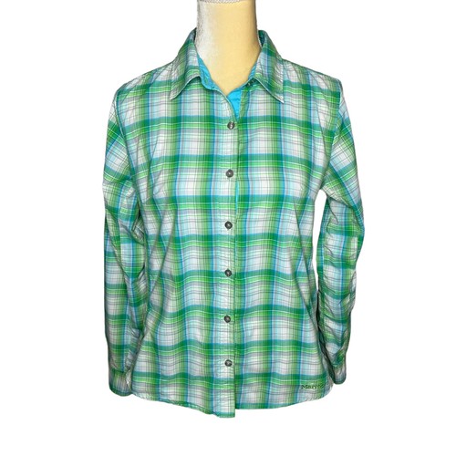 Marmot, Marmot Hiking Green Plaid Button Down Shirt Top Size Medium