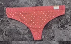 CACIQUE LANE BRYANT 18/20 CORAL WHITE POLKA DOT THICK WAISTBAND THONG PANTIES
