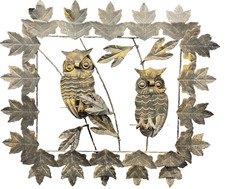 Vintage BRUTALIST METAL OWL Wall Art SCULPTURE Hanging MCM Boho Hong Kong