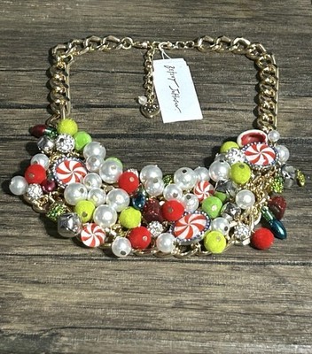 NWT BETSEY JOHNSON HOLIDAY CANDY BIB NECKLACE CHRISTMAS $198