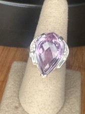 Natural Amethyst Gemstone with 925 Sterling Silver Ring Size 7