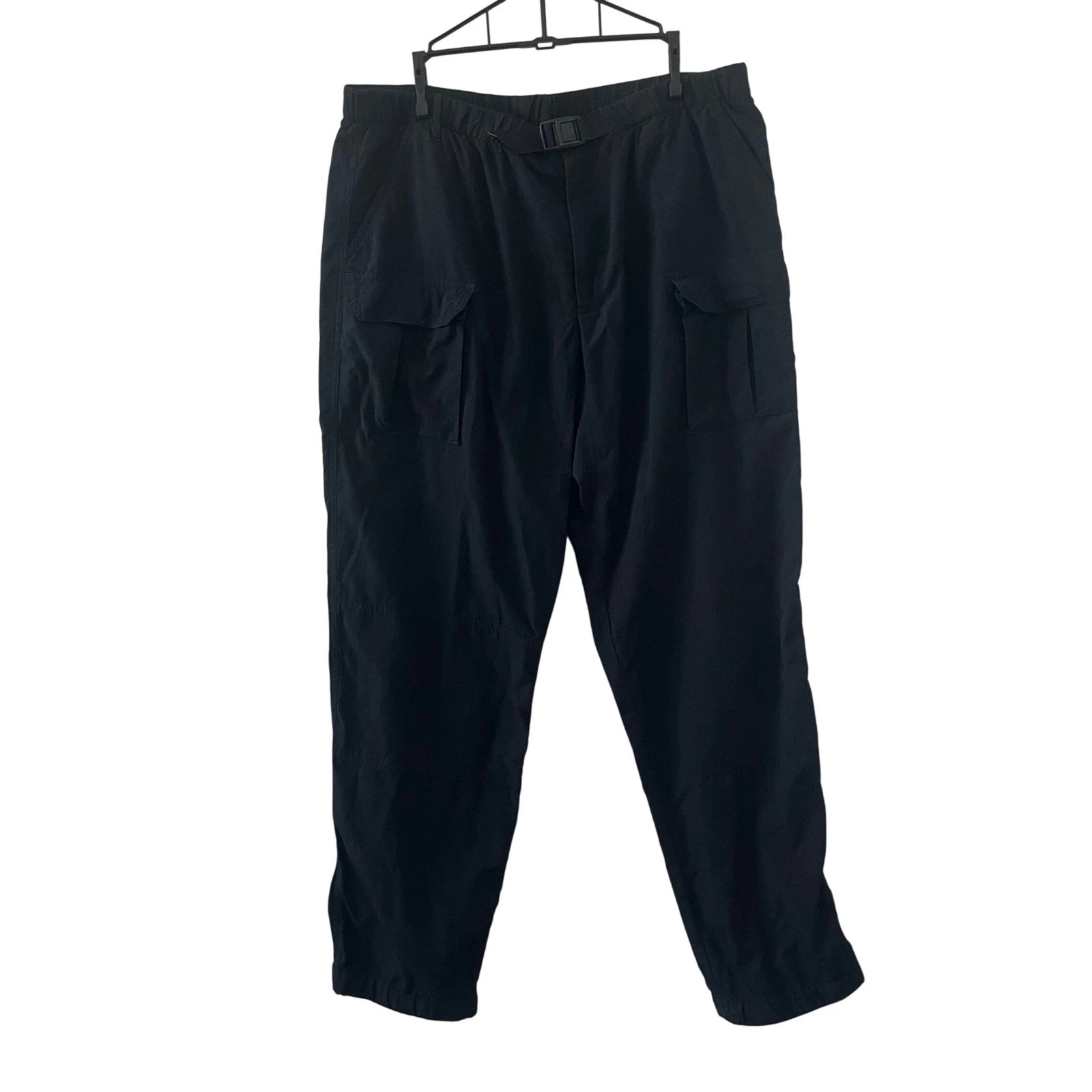 L.L. Bean Cargo Pants Mens Large Black Sportif Ripstop Nylon Belted GorpHiking