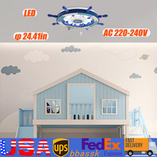 Modern Blue Ship Rudder Shape Ceiling Light Lamp Fixture Kid's Room Flush Mount
