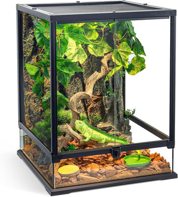 360° Clear View 35 Gallon 24X18X18 Glass Reptile Terrarium Suitable for Bearded 
