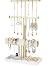 3-Tier Jewelry Stand Jewelry Organizer, Gold Necklace  Bracelet Organizer wi...