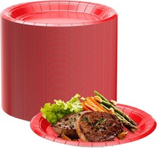 100PCS 7 Inch Red Paper Plates, Small Disposable Dessert Plates for Cake,
