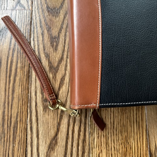 Franklin Quest Black Brown Leather 7 Ring Planner Binder Zip Close 10.5” - Picture 2 of 7