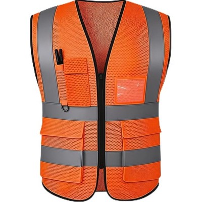 Hi-Vis Warnweste reflektierend Taschen Sicherheitsweste Größe S