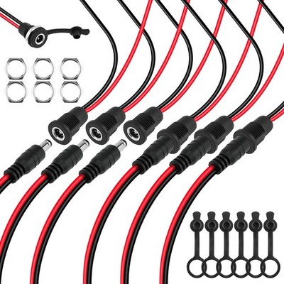 6 Sets 5.5 x 2.5mm DC Power Jack Socket Threaded Female Panel Mount Connector...