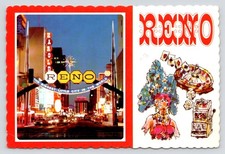The Famous Arch Night Scene Reno Nevada Multiview c1984 Continental Postcard