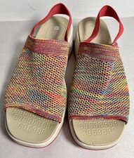 Bzees Women 8M Multicolor Fabric Comfort Casual Sandal Sling Back Wedge Open Toe