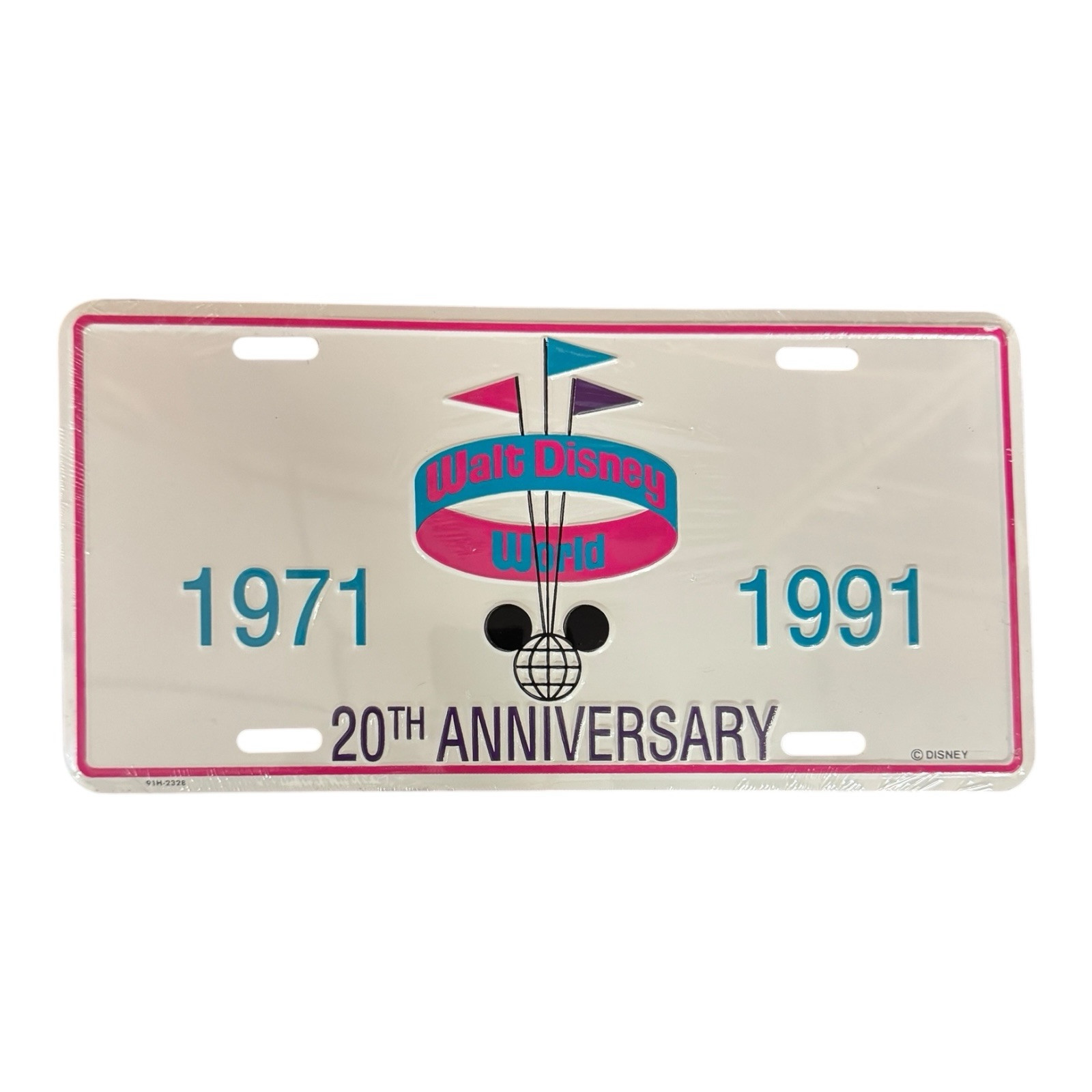 Vintage 1971-1991 Walt Disney World 20th Anniversary License Plate Sealed