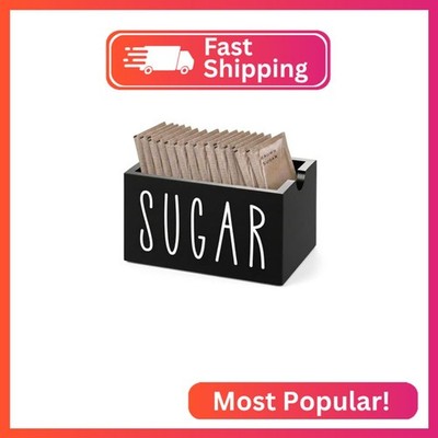 MOJIEZUO Black Sugar Packet Holder for Coffee Bar, Acrylic Sugar Packet Caddy St