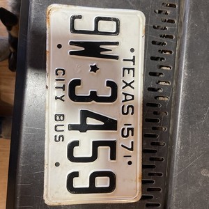 1957 Texas License Plate city bus 