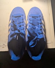 adidas Men  s Blue Suede Low Top Lace-Up Sneakers White Stripes Gum Sole 10.5