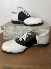 Vintage 1960s Leather Black And White Saddle Shoes Betsy Williams Size 6