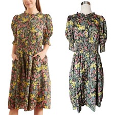LOVESHACKFANCY Christabel Dress Night Sky Glow Midi Floral Multicolor Small NWT