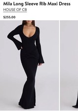 House of CB Mila Dress Black Size Medium Long Sleeve