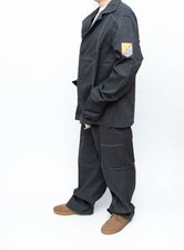 Vintage Industrial french Workwear USSR Gray work suit jacket pants 3XL 56-4 90s