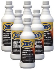 Liquid Heat Kitchen Drain Unblocker Dissolves Food & Grease Zep 1 Litre x Case 6