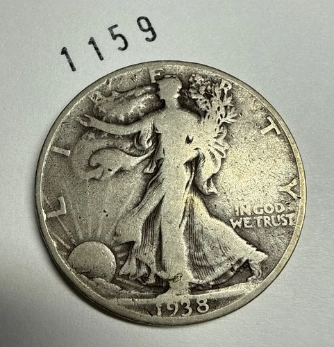 1938 D Walking Liberty Half Dollar US 50c 90% Silver Coin Key Date