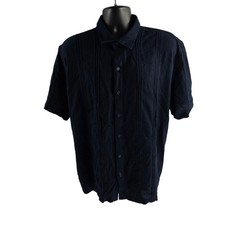 Scotch  Soda Amsterdam Linen Blend Navy Shirt Button Down Short Sleeve XXL