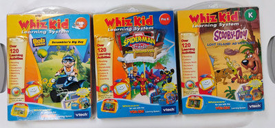 LOT OF 3 V TECH WHIZ KID LEARNING BOB THE BUILDER SPIDER-MAN & FRIENDS & SCOOBY