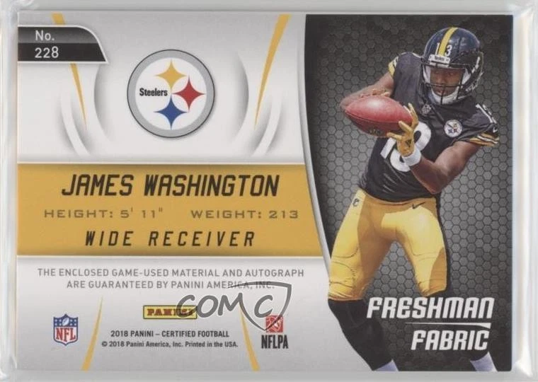 2018 Certified Mirror Orange /149 James Washington #228 Rookie Auto RC - Image 2 of 2