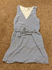 Ann Taylor LOFT Women Blue Stripe Casual Dress 18 NWT