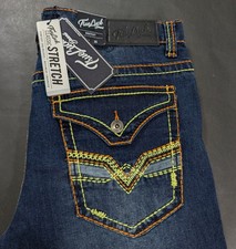 True Luck Bootcut Jeans 30x30 32x30 34x30 36x32 Thick Stitch Flap Pocket Western