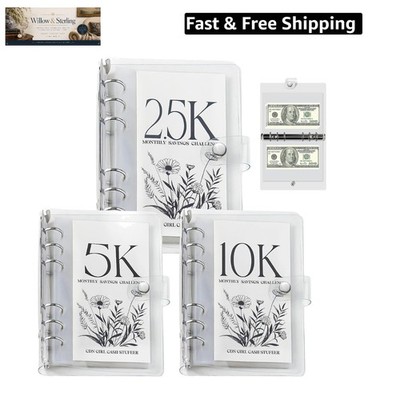 12- Money Savings Challenges Book with Envelopes, 3 Pcs Money Saving Binder, ...