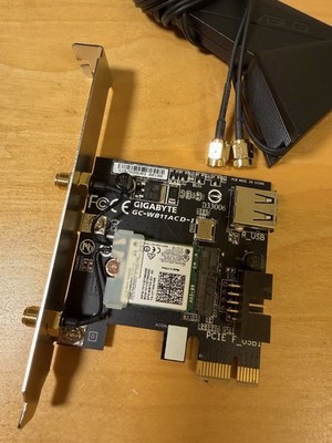 Gigabyte GC-WB11ACD-I 802.11AC Bluetooth WiFi PCI-E Card w/ ASUS Antennas