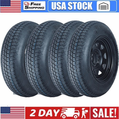 #ad 🔥4pack ST175 80D13 5 lug Trailer Tire and Wheel Assembly 5 Lug 4.5quot; Bolt Patter $264.09