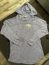 PINK Victoria s Secret PINK Women s S Purple Heathered Knit Pullover Hoodie Logo