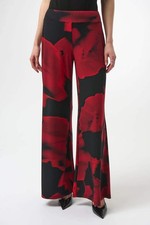 Joseph Ribkoff Black/Red Abstract Print Pull On Wide Leg Pants 254198