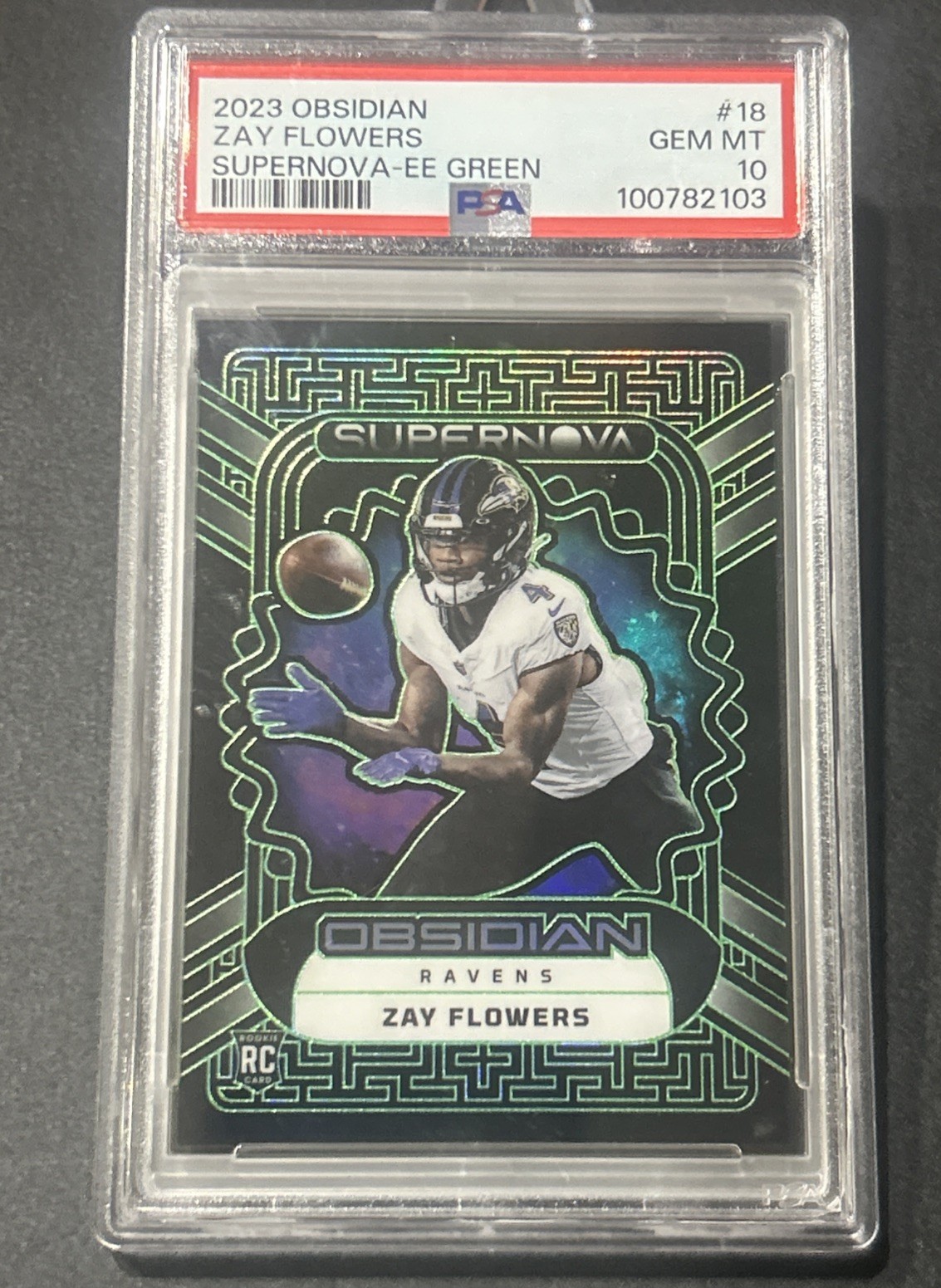 2023 Obsidian Zay Flowers Supernova Electric Etch Green /35 PSA 10