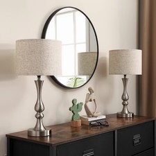 EDISHINE Touch Table Lamps Set of 2 USB Bedside Lamps 3-Way Dimmable Beige